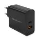 Qoltec 52380 chargeur d'appareils mobiles Netbook, Consoles portables, Chargeur électrique, Smartphone, Smartwatch, Tablette Noir Secteur, USB Charge rapide Intérieure - 52380