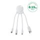 BIG BEN XOOPAROCTOBDRPWHT câble de téléphone portable Blanc 0,1 m USB A Micro USB + Lightning + USB C - XOOPAROCTOBDRPWHT